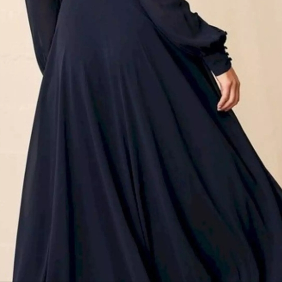 Lulus My Whole Heart Dark Navy Blue Long Sleeve Maxi Dress Large fits size 8/10 - Picture 5 of 10